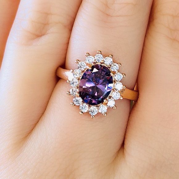Jewelry - Rose Gold Amethyst  Ring in Sterling Silver